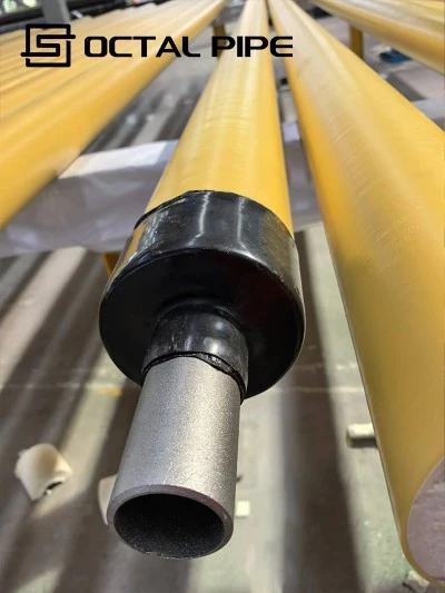 PU insulated pipe three-layer structure carrier pipe + PU foam + outer jacket PU insulated pipe three-layer structure carrier pipe + PU foam + outer jacket